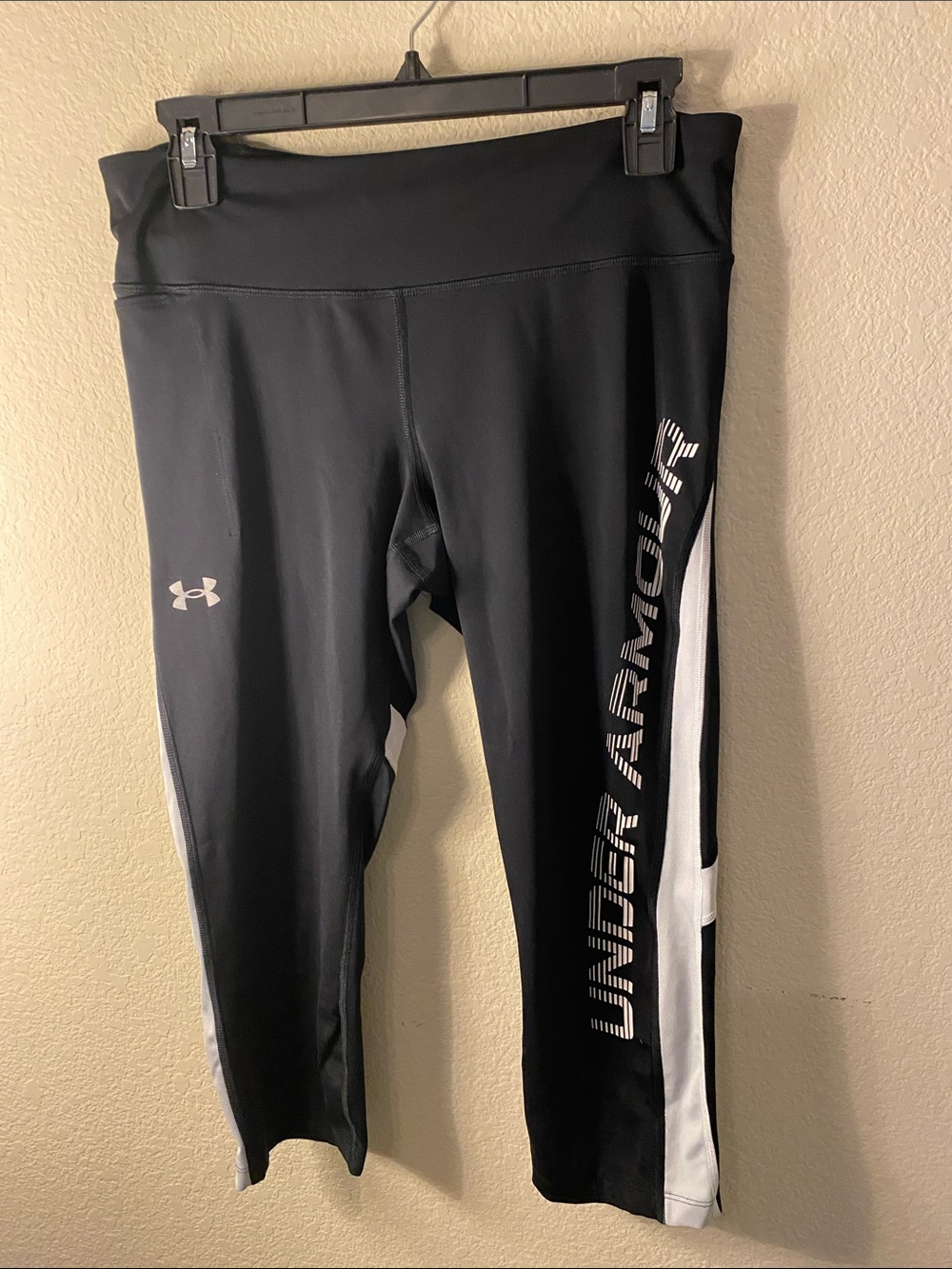 Under Armour Black and White Capri Leggings with Side Logo